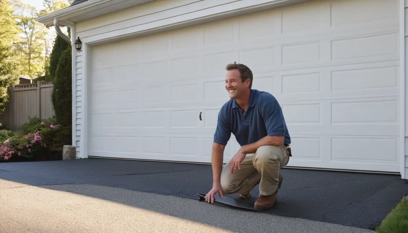 A garage door at a home in Peabody with a provider checking the tracks